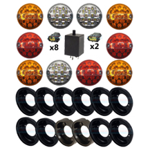Land Rover Defender Traditional Coloured 95mm NAS 10 LED Lamp/Light Complete Upgrade Kit RDX/Wipac